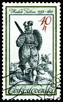 Vintage  postage stamp. Warrior. Stock Illustration