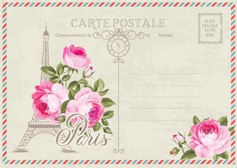 Vintage postcard background template. Vector illustration Stock-Illustration