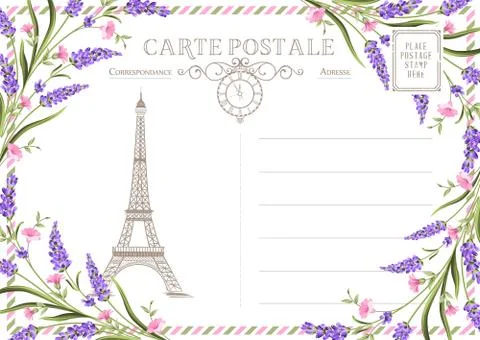 Vintage postcard background template. Vector illustration Stock-Illustration