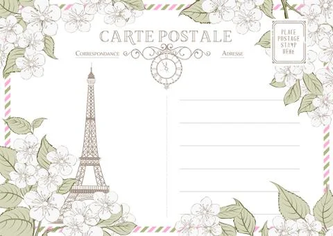 Vintage postcard background template. Vector illustration Stock-Illustration