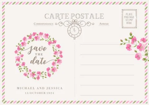 Vintage postcard background template. Vector illustration Stock Illustration