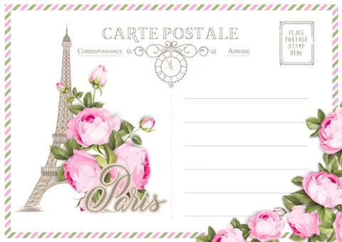 Vintage postcard background template. Vector illustration Stock-Illustration