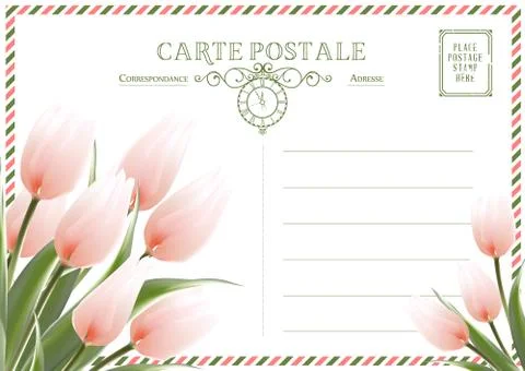 Vintage postcard background template. Vector illustration Stock Illustration