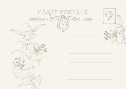 Vintage postcard background template. Vector illustration Stock Illustration