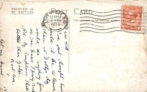 Vintage postcard with handwritten message Stock Photos