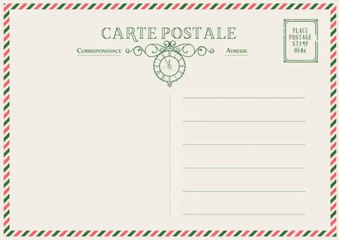 Vintage postcard template. Vector illustration Stock Illustration