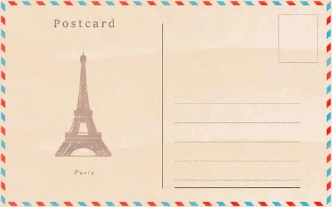 Vintage postcard. Vector design. Capitals of the world. Paris Stock Illustration
