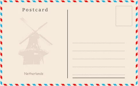 Vintage postcard. Vector design. ?ountries of the world. Netherlands Stock-Illustration