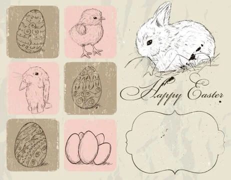 Vintage poster about Easter. Stock Illustration