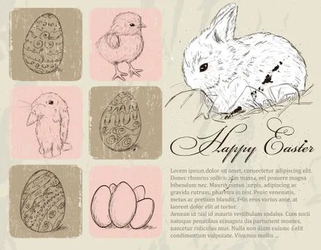Vintage poster about Easter. Stock Illustration