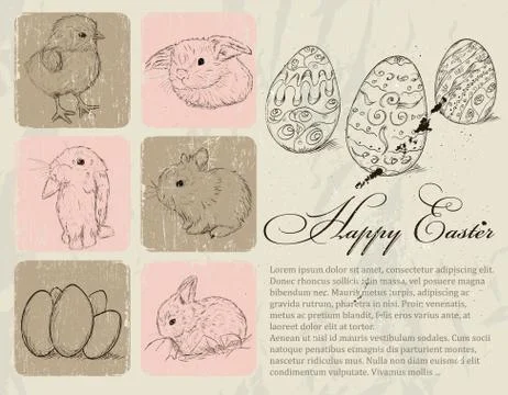 Vintage poster about Easter. Stock Illustration