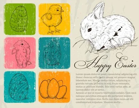 Vintage poster about Easter. Stock Illustration