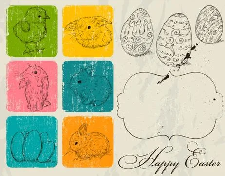 Vintage poster about Easter. Stock Illustration