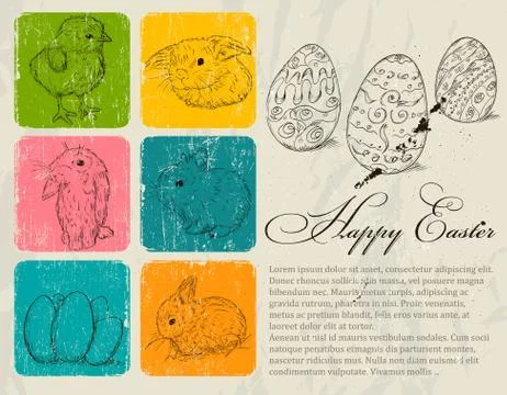 Vintage poster about Easter. Stock Illustration