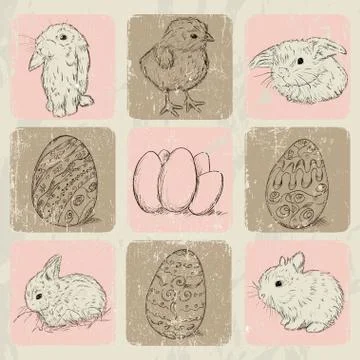 Vintage poster about Easter. Stock Illustration