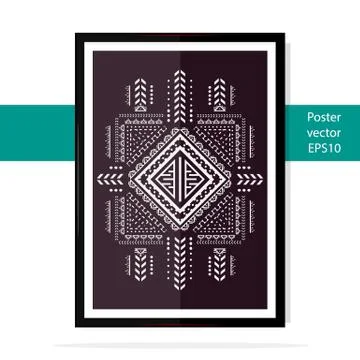 Vintage poster ethnic patterns. Stock Illustration