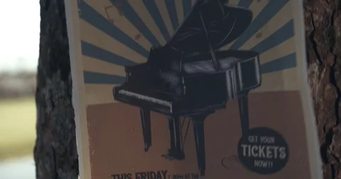 Vintage poster on a tree Stock Footage 285154067