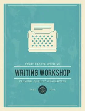 Vintage poster for writing workshop Stock Illustration