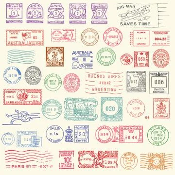Vintage postmarks Ilustração Stock