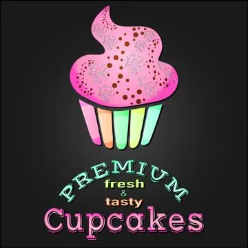 Vintage premium cupcake card. Vector illustration poster. EPS 10 Stock Illustration