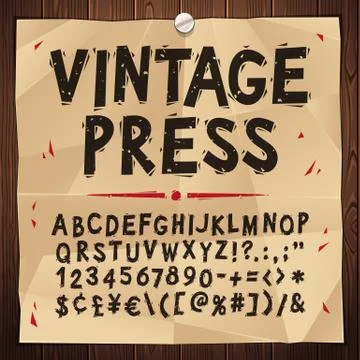 Vintage Press Font Stock Illustration