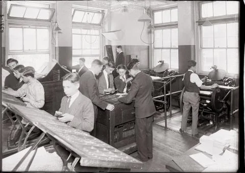 Vintage Printing Class Stock Photos