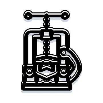 Vintage printing press vector icon black and white Illustrazione stock