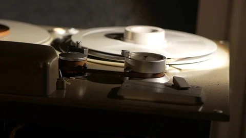 Vintage professional analog multitrack studio tape player reel and head. Stock Footage 125607056