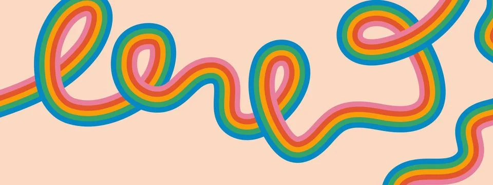 Vintage psychedelic rainbow stripes pattern. Retro 60s style background wit.. Stock Illustration