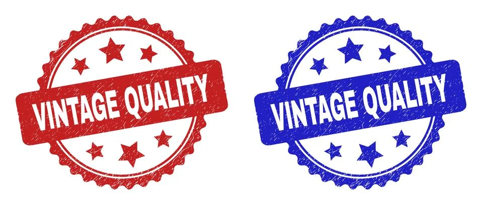 VINTAGE QUALITY Rosette Seals Using Scratched Style Stock Illustration