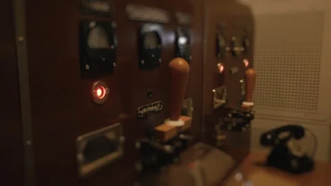 Vintage radio control panel blinking red light Stock Footage 321826637