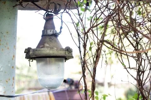 Vintage rarity lantern with big lamp Stock Photos
