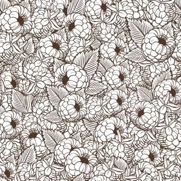 Vintage Raspberries Seamless Pattern 스톡 일러스트