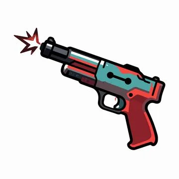 Vintage Ray Gun Flat Vector Illustration, Old School Tattoo Style Retro Spa.. Illustrazione stock