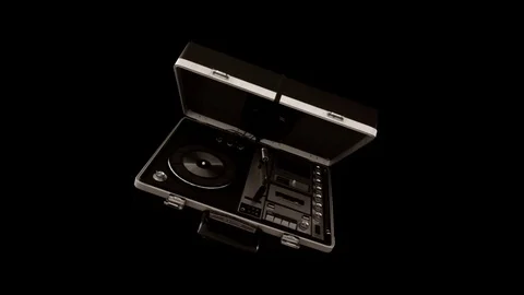 Vintage Record Player On Black Background Stock Footage 71815720