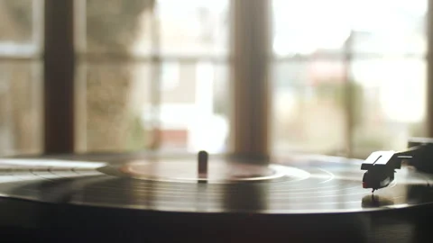 Vintage Record Player by Large Bay Window Stock Footage 236772040