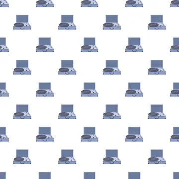 Vintage record player pattern creating a repeating musical background Stock Illustration