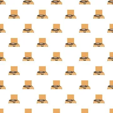 Vintage record player seamless pattern with music theme 스톡 일러스트