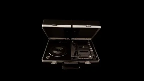 Vintage Record Player Turn and Open Stock Footage 71815587