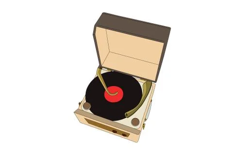 Vintage Record Player Turntable Vector Stock Illustration