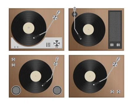 Vintage record player vector illustration isolated on white Illustrazione stock
