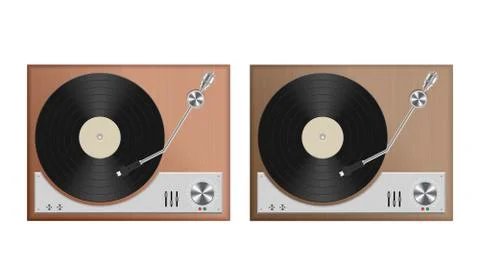 Vintage record player vector illustration isolated on white Stock Illustration