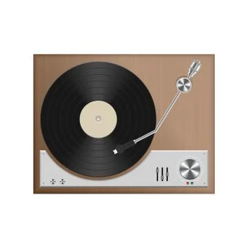 Vintage record player vector illustration isolated on white Stock Illustration