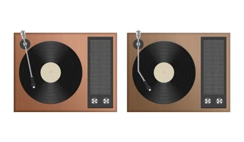 Vintage record player vector illustration isolated on white Stock Illustration