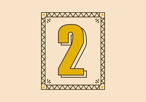 Vintage rectangle frame with number 2 on it Stock Illustration