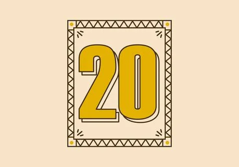 Vintage rectangle frame with number 20 on it 库存插图