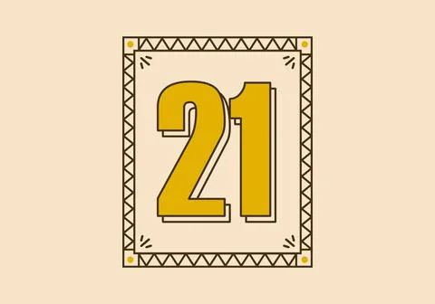 Vintage rectangle frame with number 21 on it 库存插图