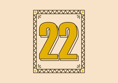 Vintage rectangle frame with number 22 on it 库存插图