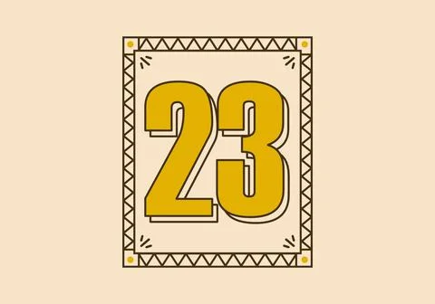 Vintage rectangle frame with number 23 on it Stockillustratie