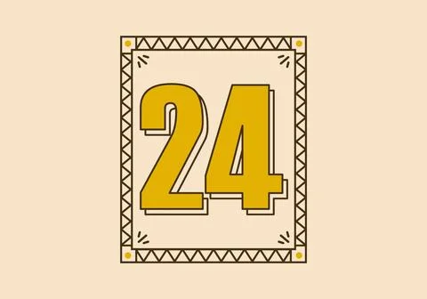 Vintage rectangle frame with number 24 on it 스톡 일러스트